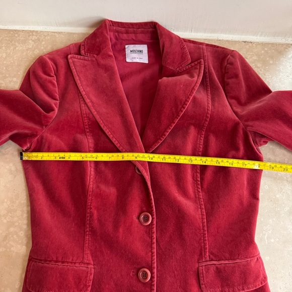 Moschino Red Velvet Classic 2 Button Blazer Notched Lapel Womens Size 10 - Picture 8 of 15